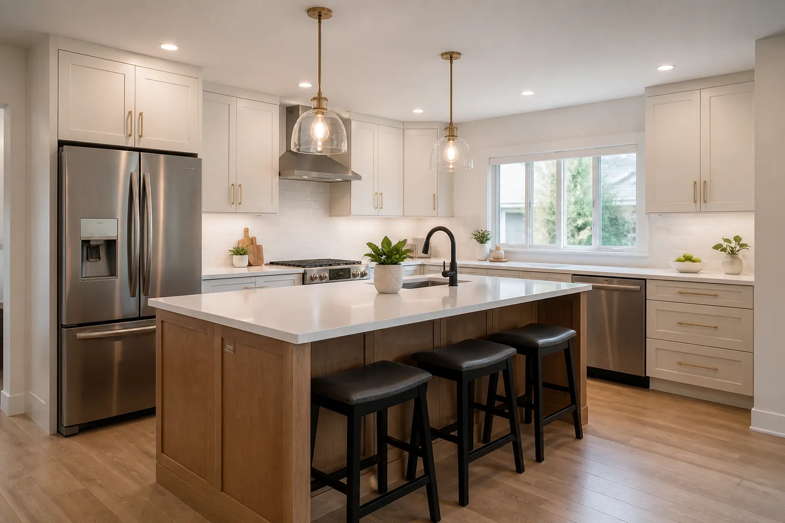 Warm contemporary kitchen renovation design inspiration